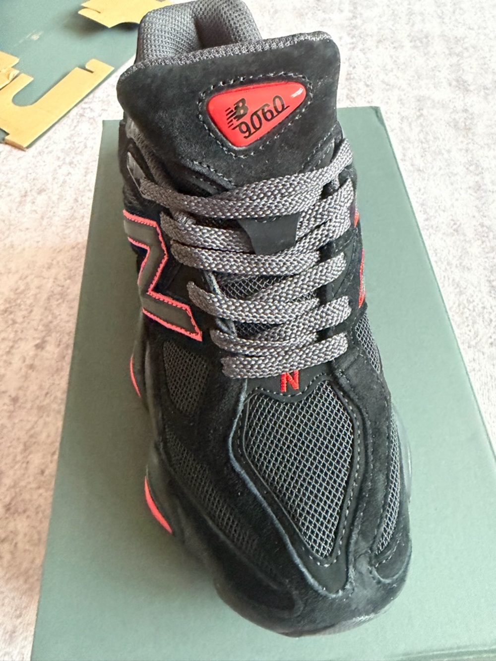 New Balance Black with Red Accent 9060 Trainer